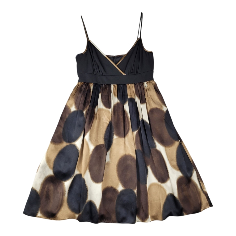 Maggy London Women's Dress Size 6 Black Brown Abstract Y2K 90s Babydoll Silk